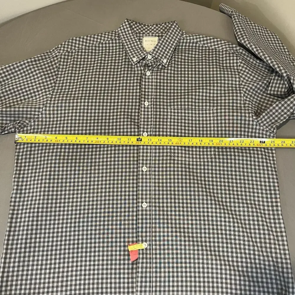 Billy Reid Shirt Men XL Gingham Check Full Cut Button Down Long Sleeve Gray/Whit